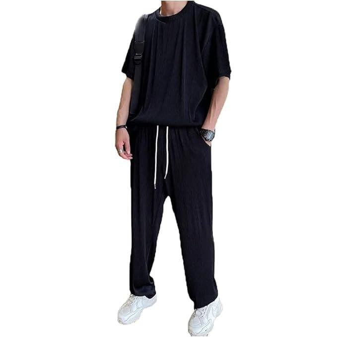 Sporty & Sleek: Men’s Black Tracksuit with Premium Cotton Blend Fabric