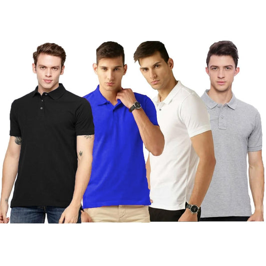 Pack of 4 Joggers Park Polo T-Shirts: Comfortable Matte Fabric in Multicolor