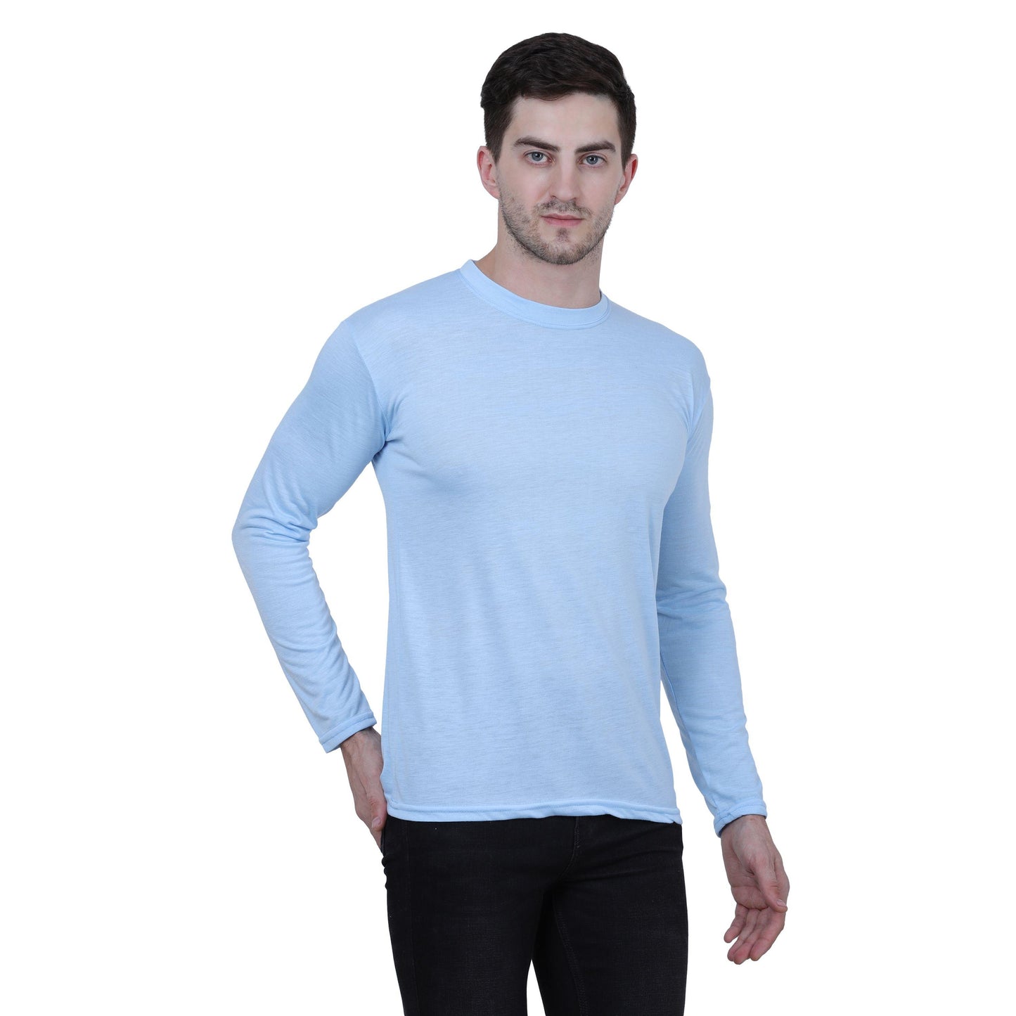 Classic Sky Blue Long Sleeve Cotton Blend Shirt – Perfect for Every Wardrobe