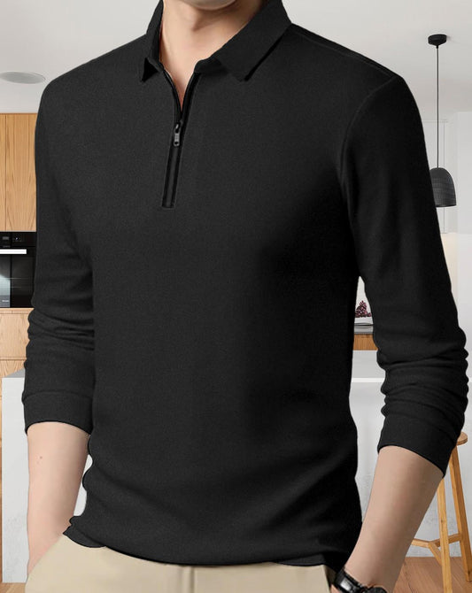 Eyebogler Men’s Polo Neck Full Sleeves T-Shirt – Classic Fit, Premium Fabric