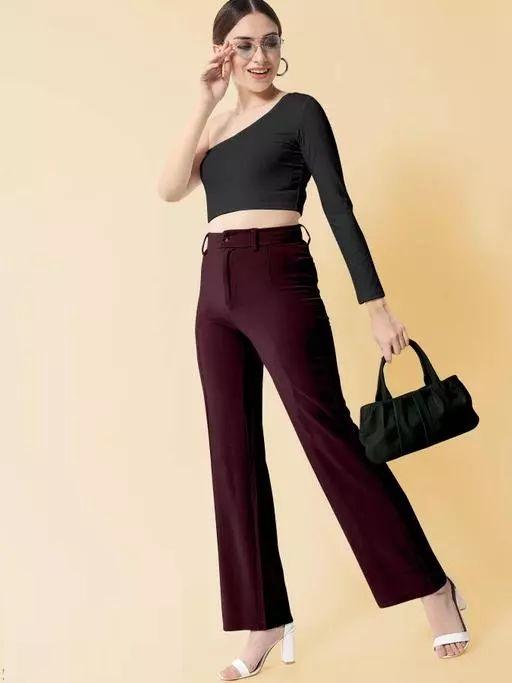 Sophisticated Duo: Classic Wine & Black Lycra Trousers for the Modern Woman