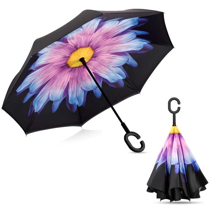 Innovative Double-Layered Umbrella with C-Shape Handle: Unmatched Waterproof Coverage and Convenience