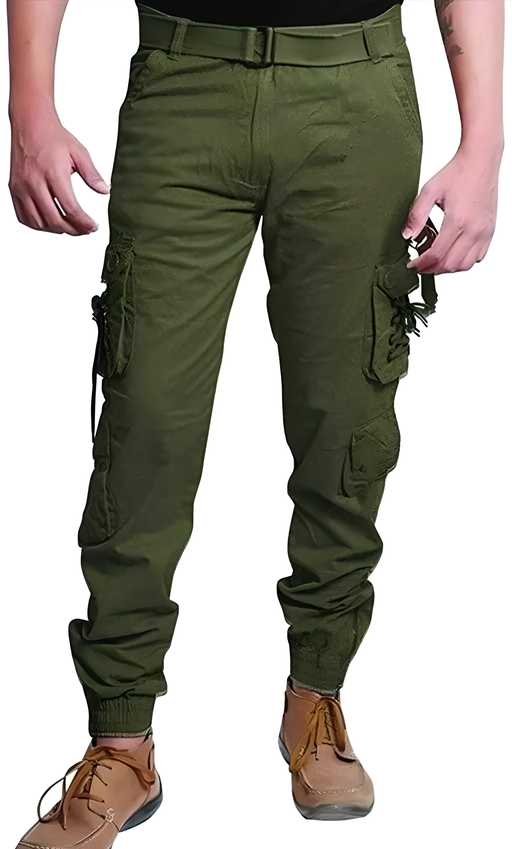 Men's Cotton Solid Slim Fit Cargo Pants – Stylish & Comfortable