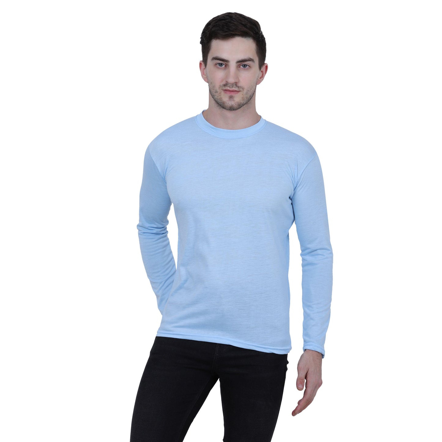 Classic Sky Blue Long Sleeve Cotton Blend Shirt – Perfect for Every Wardrobe