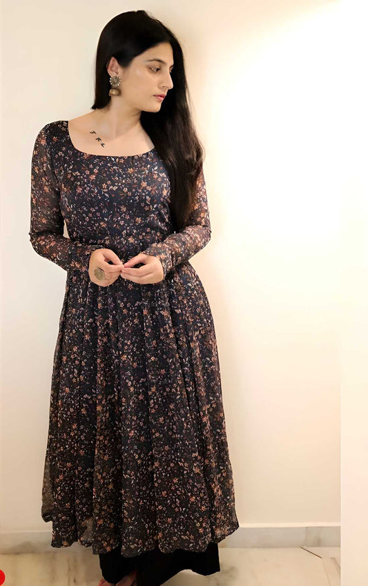 Elegant Plus Size Women's Printed Georgette Anarkali Kurti for a Stylish Look