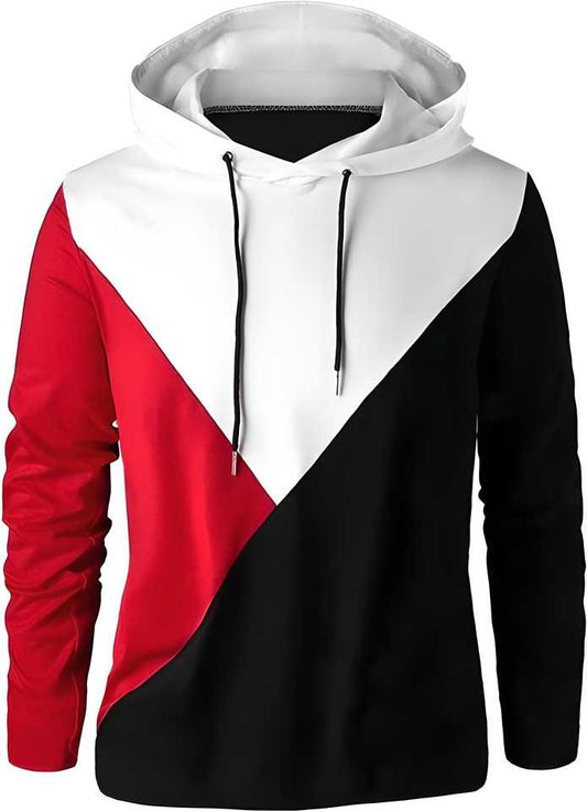 Trendy Full Sleeves Color Block Hoodie in Soft Cotton Blend