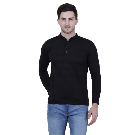 Classic Black Full-Sleeve T-Shirt in Comfortable Cotton Blend