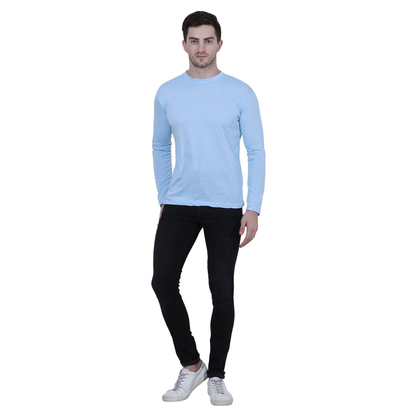 Classic Sky Blue Long Sleeve Cotton Blend Shirt – Perfect for Every Wardrobe